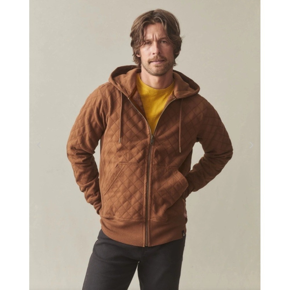 American Giant Diamond Stitch Classic Full Zip Hoodie Mens Large Brown USA